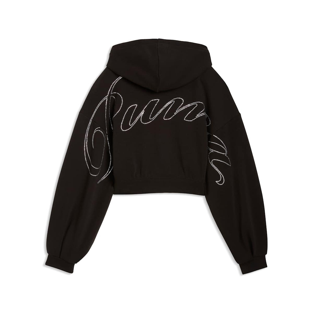 Essentials Graphic Bedazzled Full-Zip Hoodie Women - PUMA Black back view