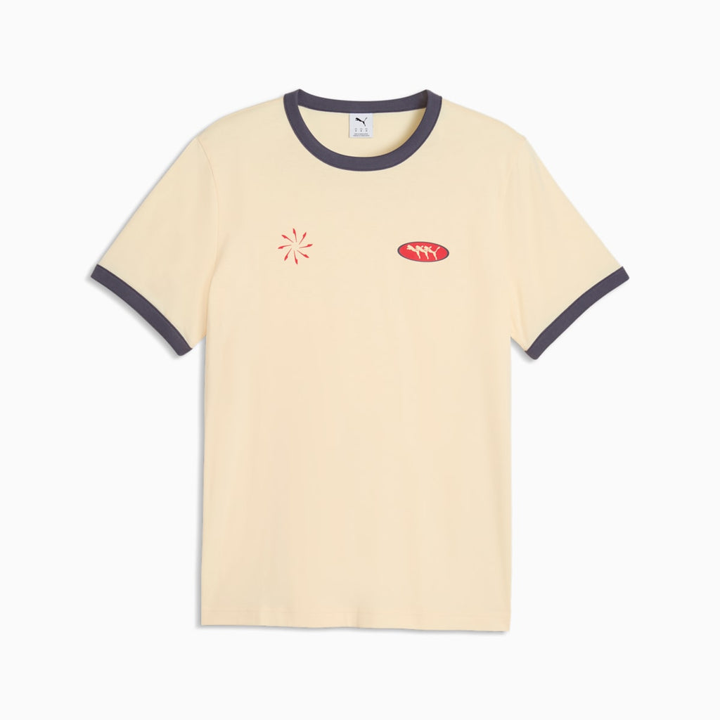 FUTURE.PUMA.ARCHIVE Ringer Tee Unisex - Buttercream - front on white background