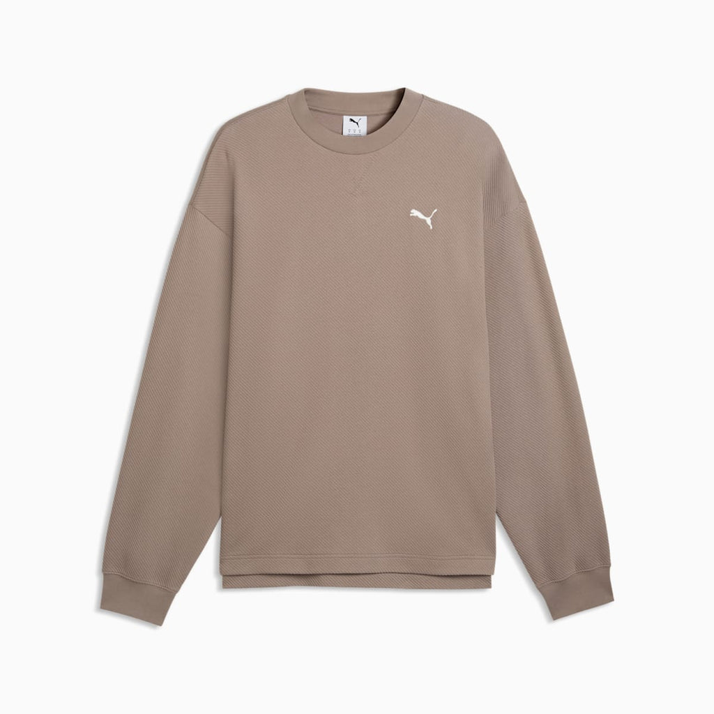 Essentials Elevated Relaxed Material Crew Sweatshirt Men - Mouse Gray - front on white background