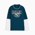 MID 90s Relaxed Layered Long Sleeve Tee Youth - Midnight Petrol - front on white background