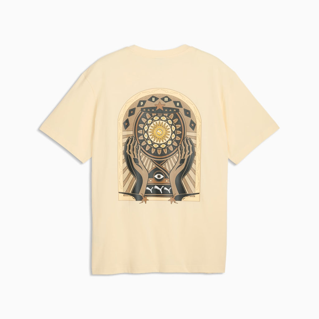 PUMA Men's T-Shirt - Buttercream - back on white background