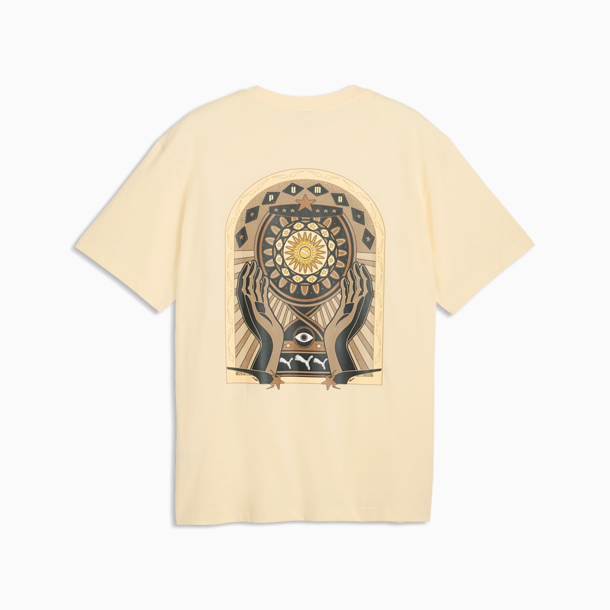 PUMA Men's T-Shirt - Buttercream - back on white background