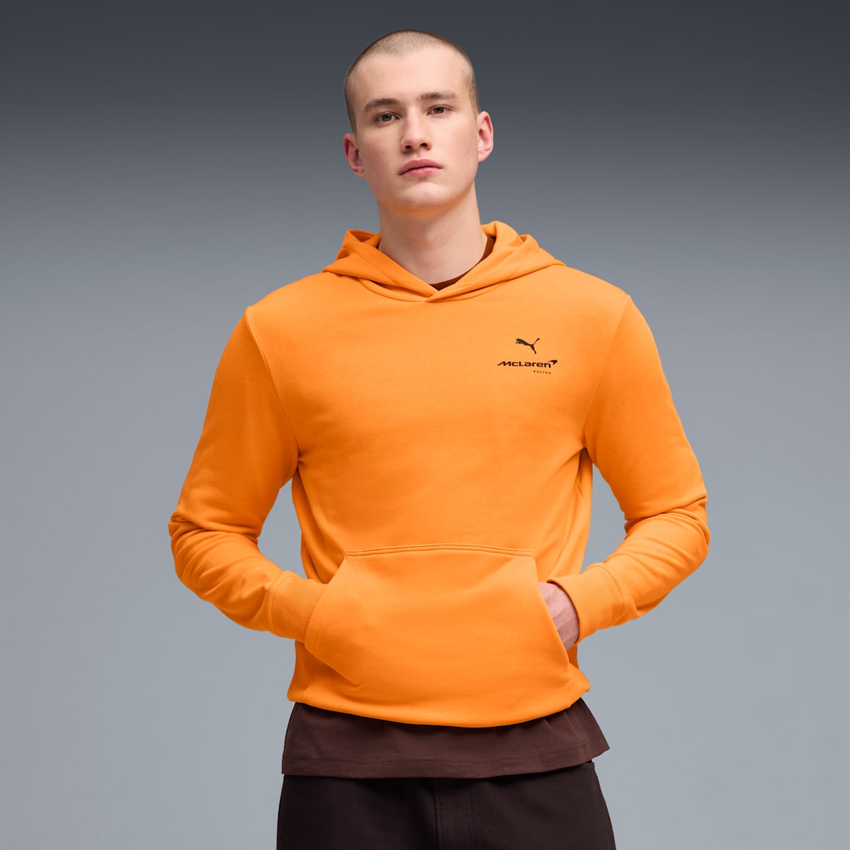 McLAREN Essentials Men's Hoodie - Papaya - on model