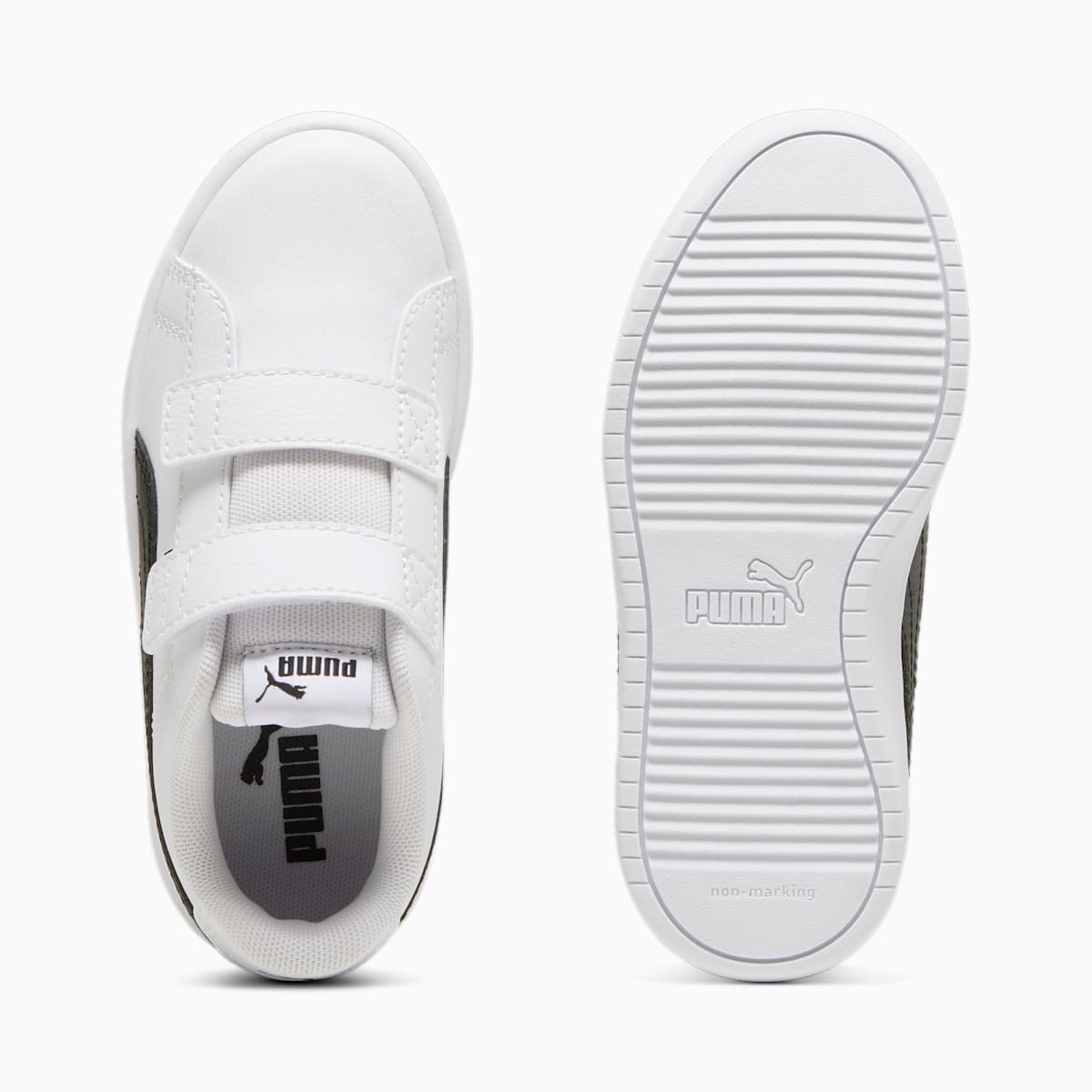 PUMA Rickie Classic V PS Kids Shoes - PUMA White-PUMA Black - Side Profile - Medial
