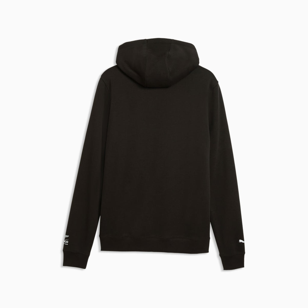 PUMA x ASTON MARTIN ARAMCO F1® TEAM Essentials Hoodie Men - PUMA Black - back on white background