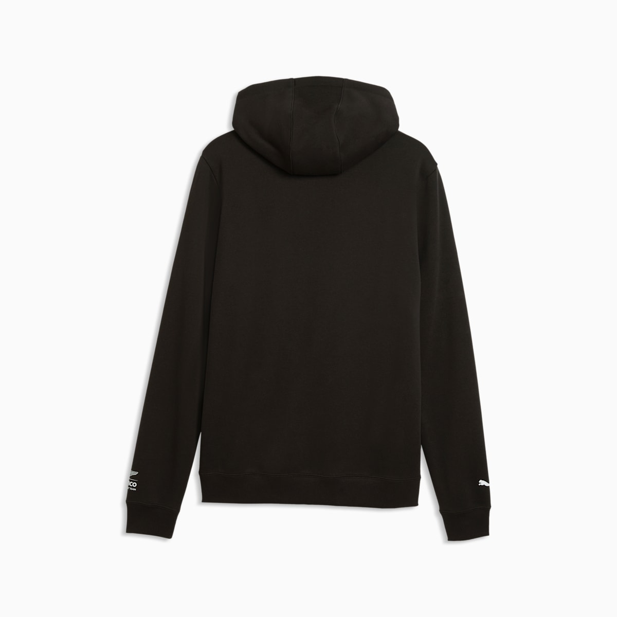 PUMA x ASTON MARTIN ARAMCO F1® TEAM Essentials Hoodie Men - PUMA Black - back on white background