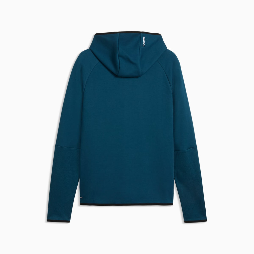 PUMATECH Elevated Slim Full-Zip Hoodie Men - Midnight Petrol - back on white background