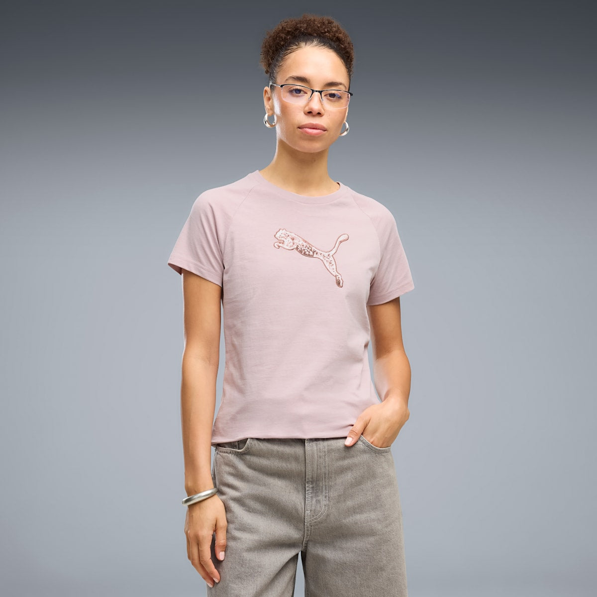 Essentials Sequins Tee Women - Misty Pink - on model