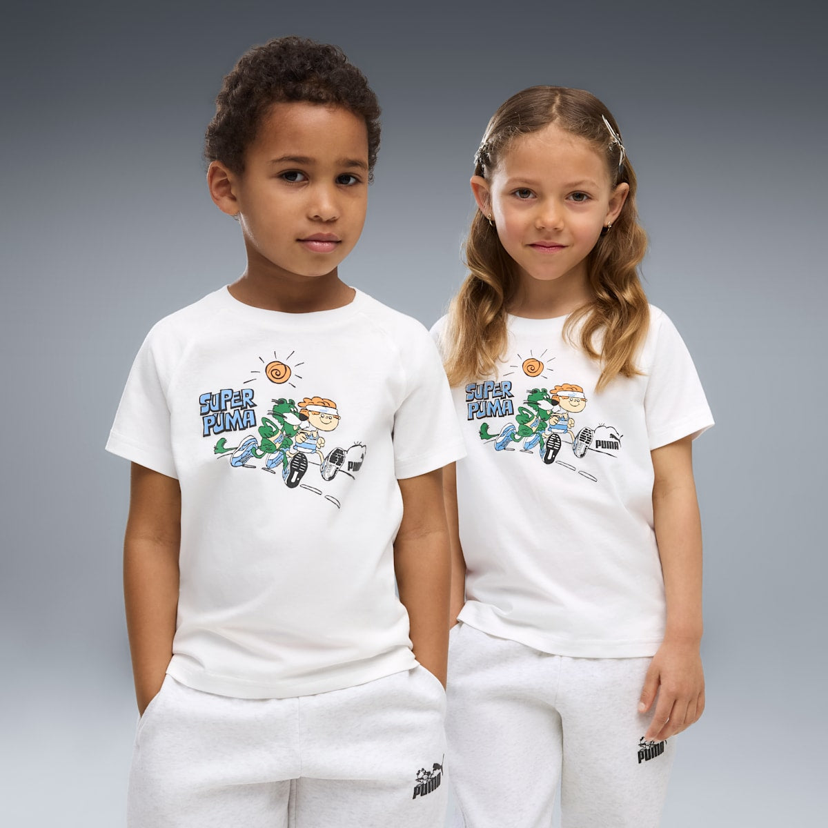 PUMA Kids Graphic Tee - PUMA White - on model