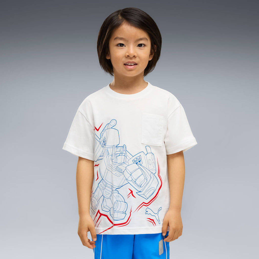 PUMA x TRANSFORMERS Relaxed Graphic Tee Kids - PUMA White - on model
