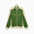 T7 Relaxed Retro Track Jacket Men - Earthy Green-Buttercream - front on white background