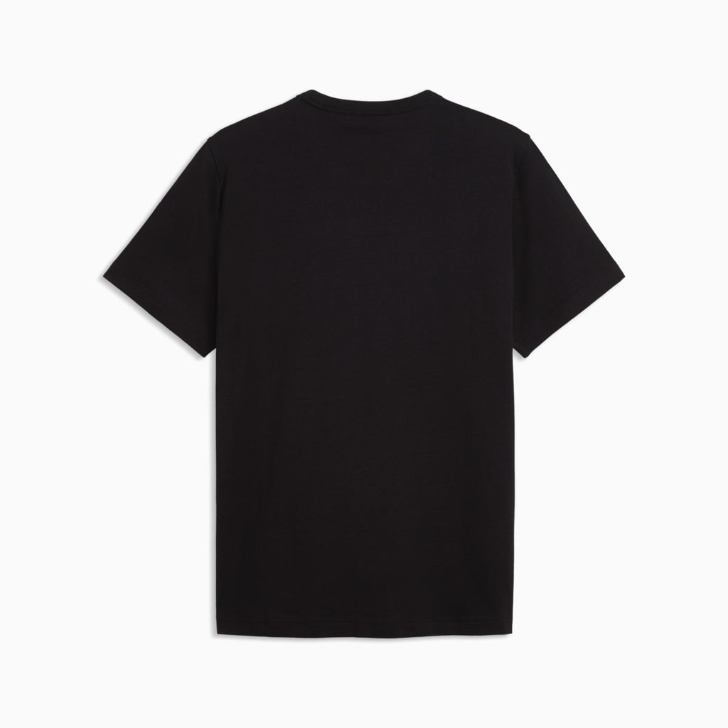 Essentials Elevated Tee Men - PUMA Black-warm white - back on white background