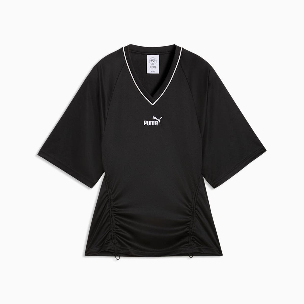 FUTURE.PUMA.ARCHIVE Fitted-Waist Football Jersey Women - PUMA Black front view