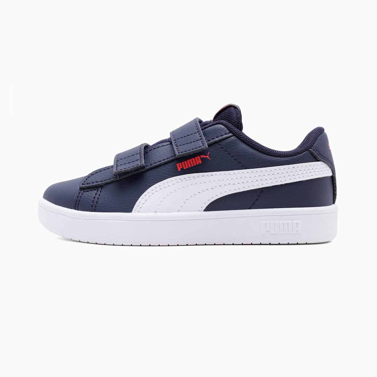 PUMA Rickie Classic V PS Kids Shoes - PUMA Navy-PUMA White-PUMA Red - Side Profile - Lateral