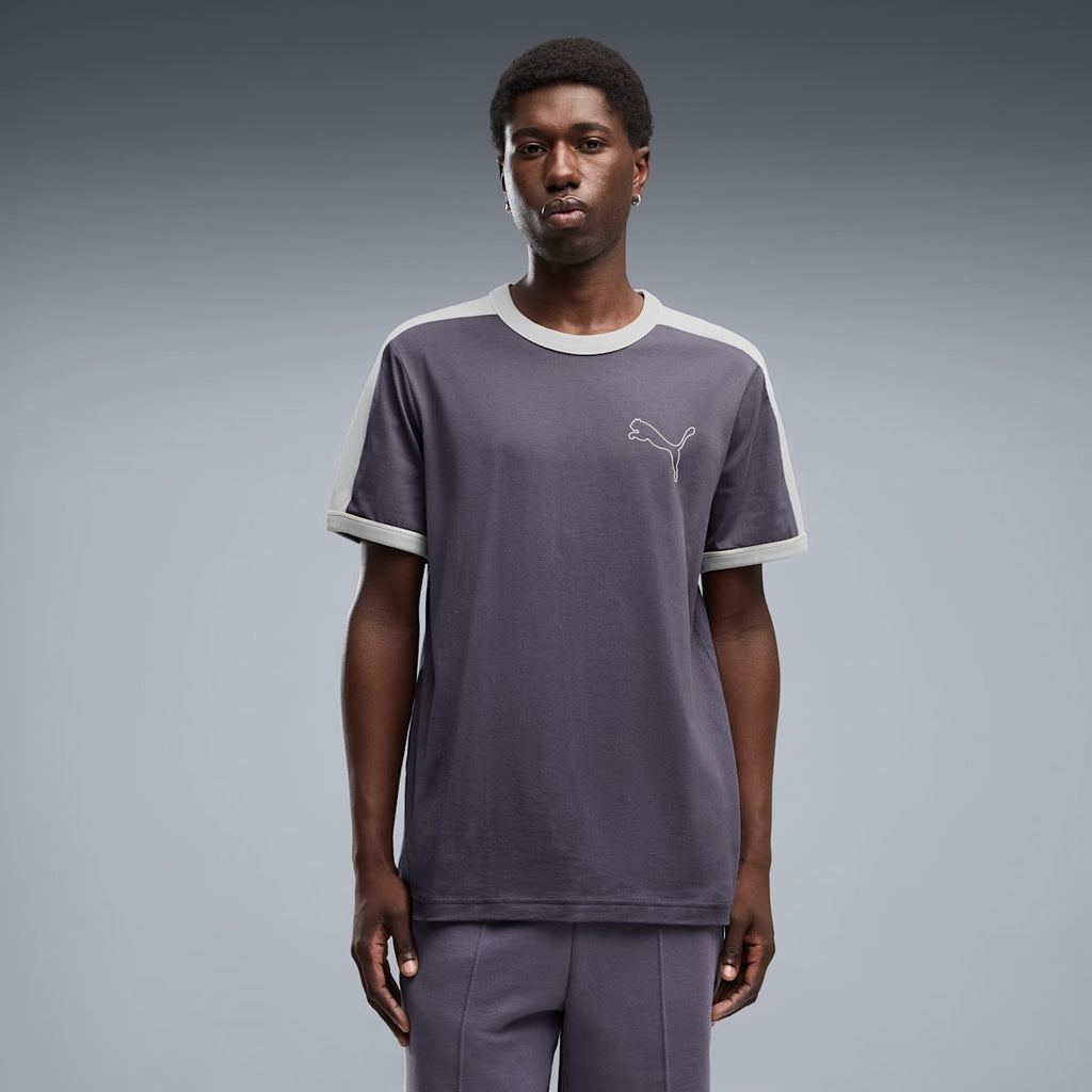 T7 Love Of The Cat Ringer Tee Men - Inky Depths-Créme De Mint - on model