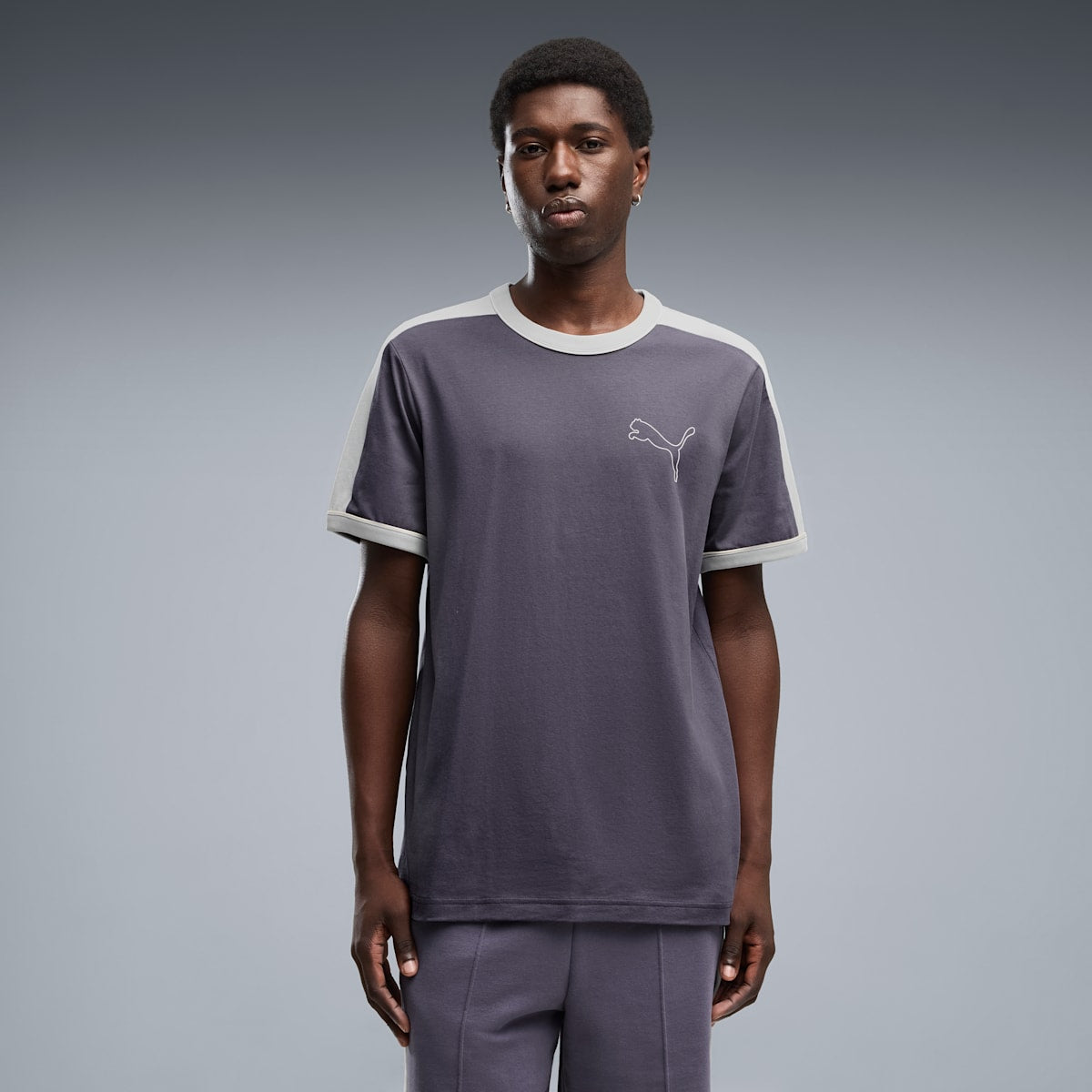 T7 Love Of The Cat Ringer Tee Men - Inky Depths-Créme De Mint - on model