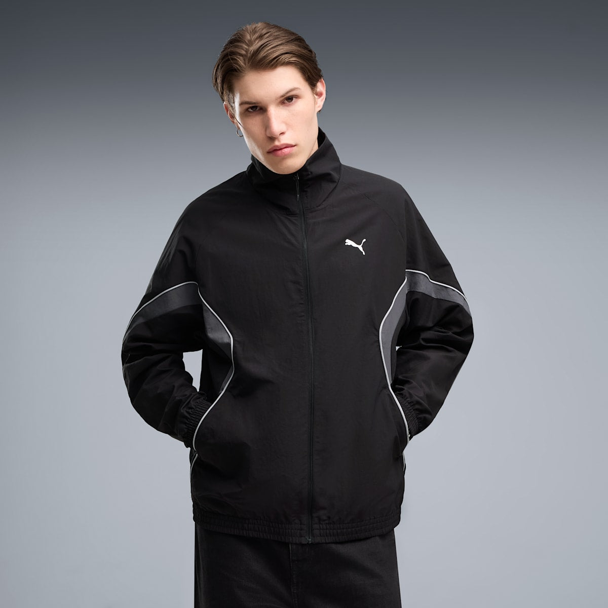 PUMA Sport Relaxed Track Jacket Men - PUMA Black - on model
