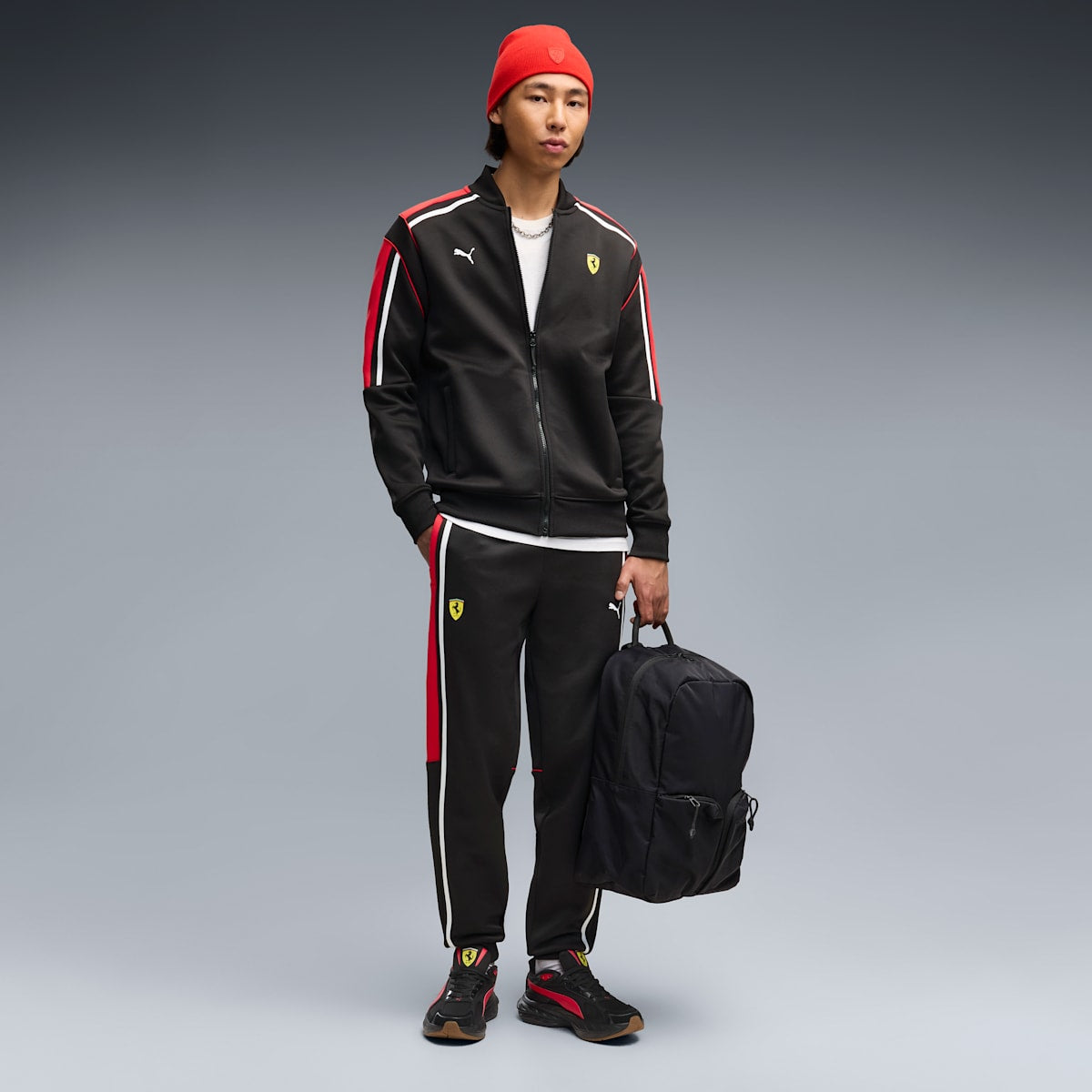 Scuderia Ferrari Men's MT7 Track Pants - PUMA Black - on model