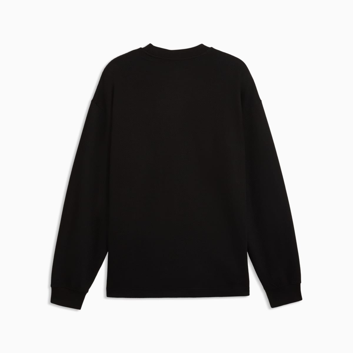 Essentials Elevated Relaxed Material Crew Sweatshirt Men - PUMA Black - back on white background