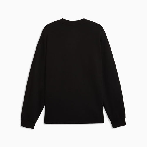 Essentials Elevated Relaxed Material Crew Sweatshirt Men - PUMA Black - back on white background