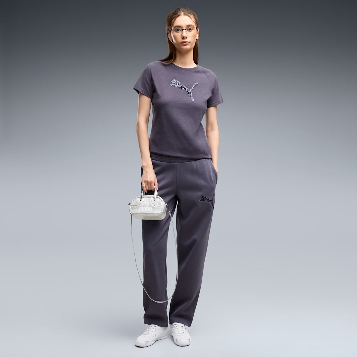 Essentials Sequins Fleece Comfort Pants Women - Inky Depths - on model