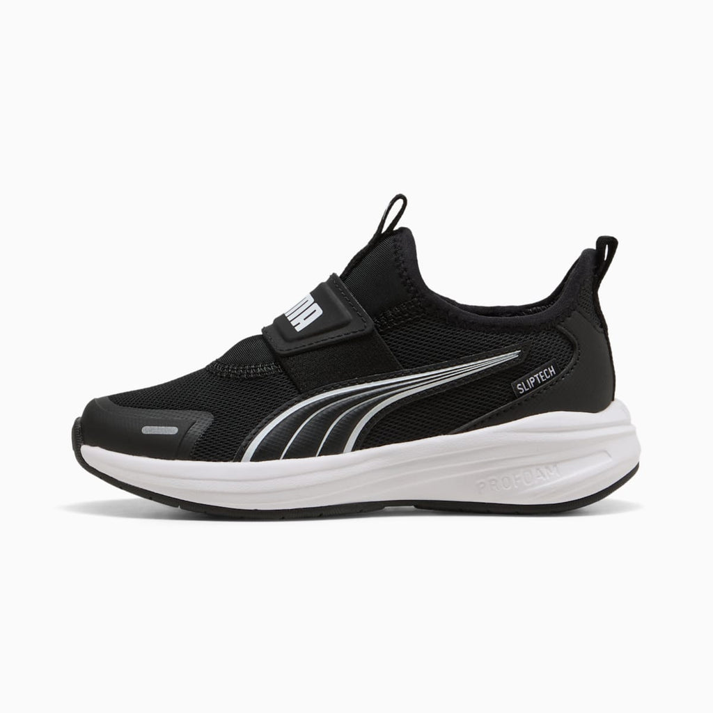 PUMA Kruz PROFOAM 2 SLIPTECH Running Shoes Kids - PUMA Black-PUMA White - Side Profile - Lateral