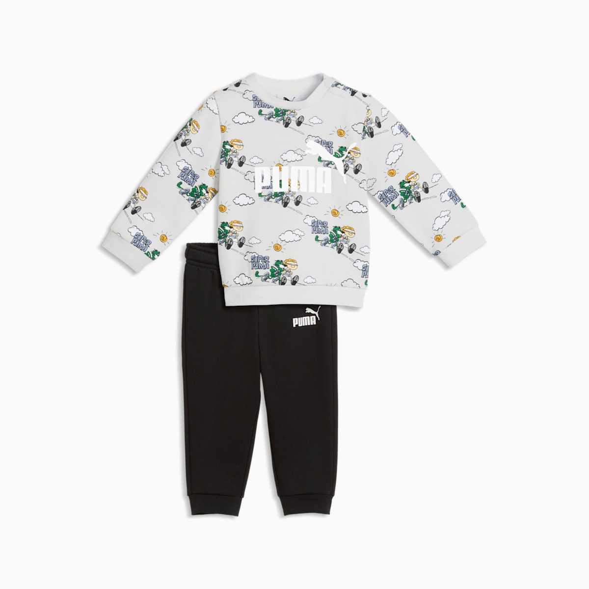 PUMA Toddlers Tracksuit - White Glow Heather - front on white background