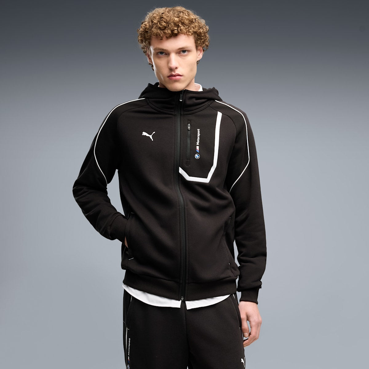 BMW M Motorsport Men's PM1 Jacket - PUMA Black - on model