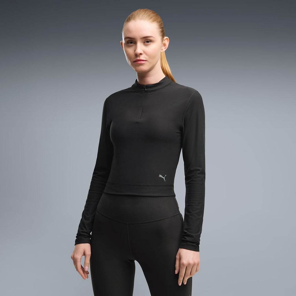Cloudspun Ultra Soft Women's Quarter-Zip Training Top - PUMA Black - on model