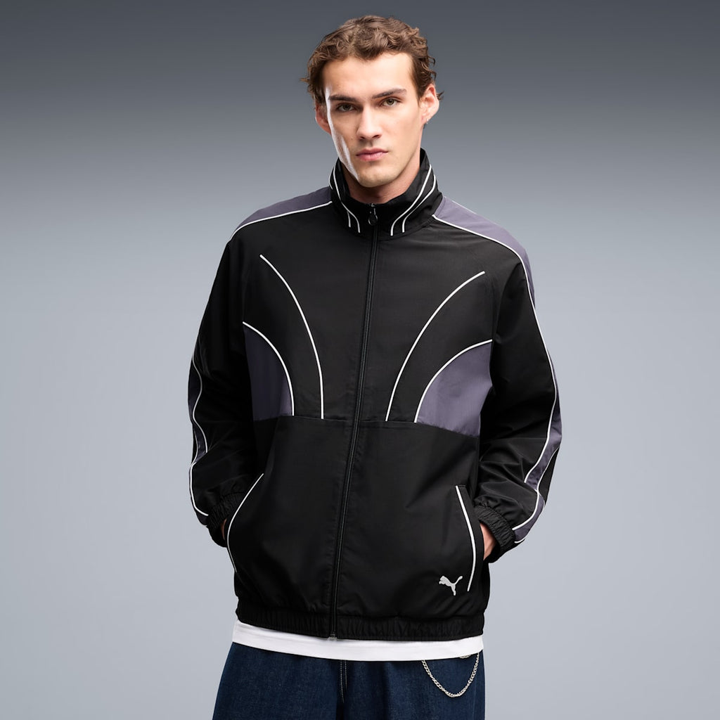 T7 Relaxed Woven Track Jacket Men - PUMA Black - on model