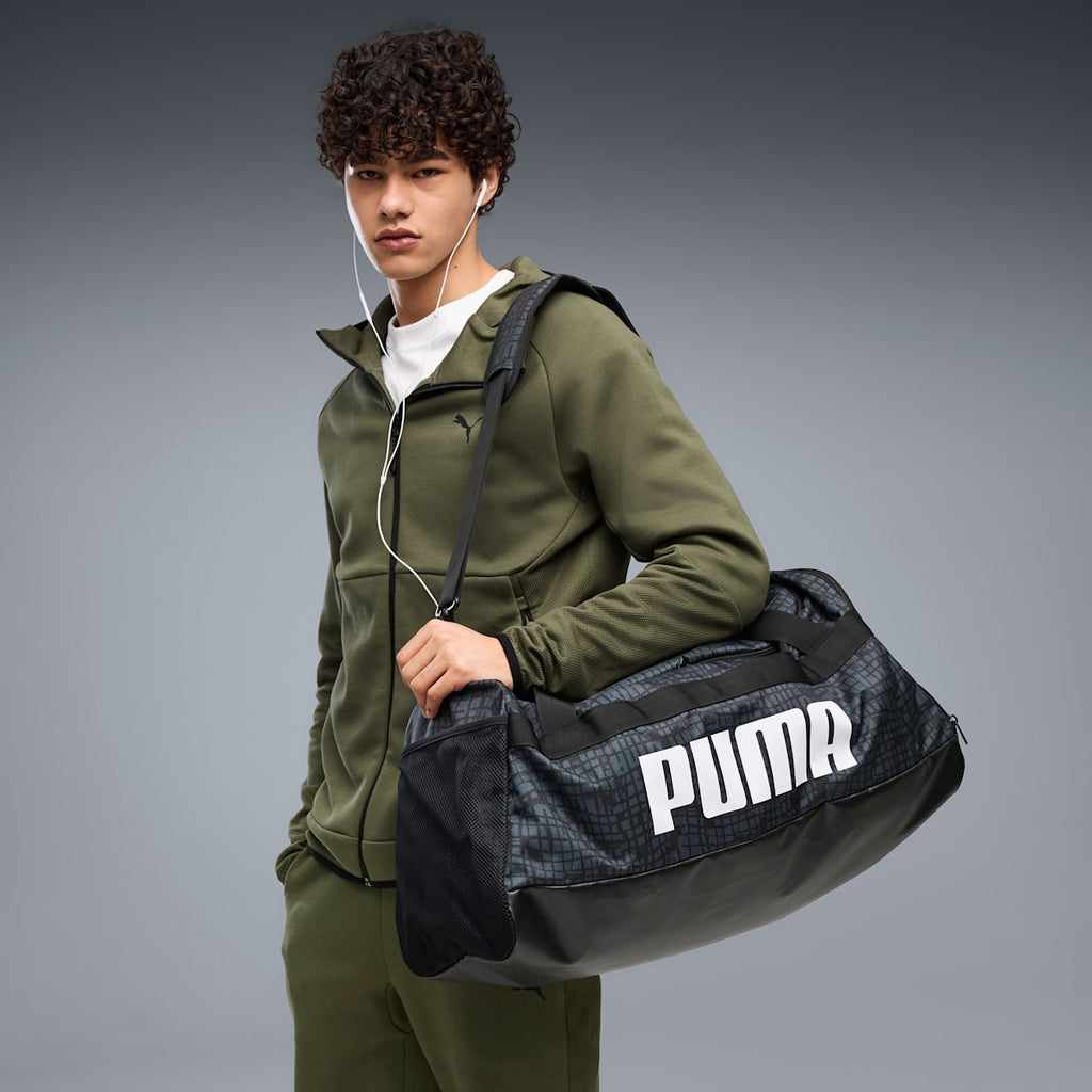 PUMA Challenger All-Over Print 58L Medium Sports Bag - PUMA Black-Blocks AOP - Model view
