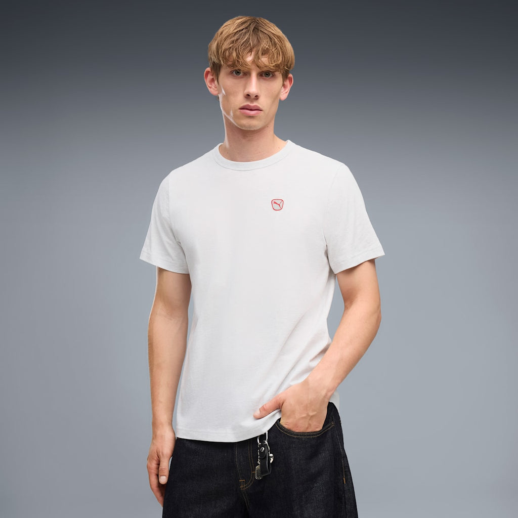 Essentials Men's Elevated Tee - White Glow Heather - on model
