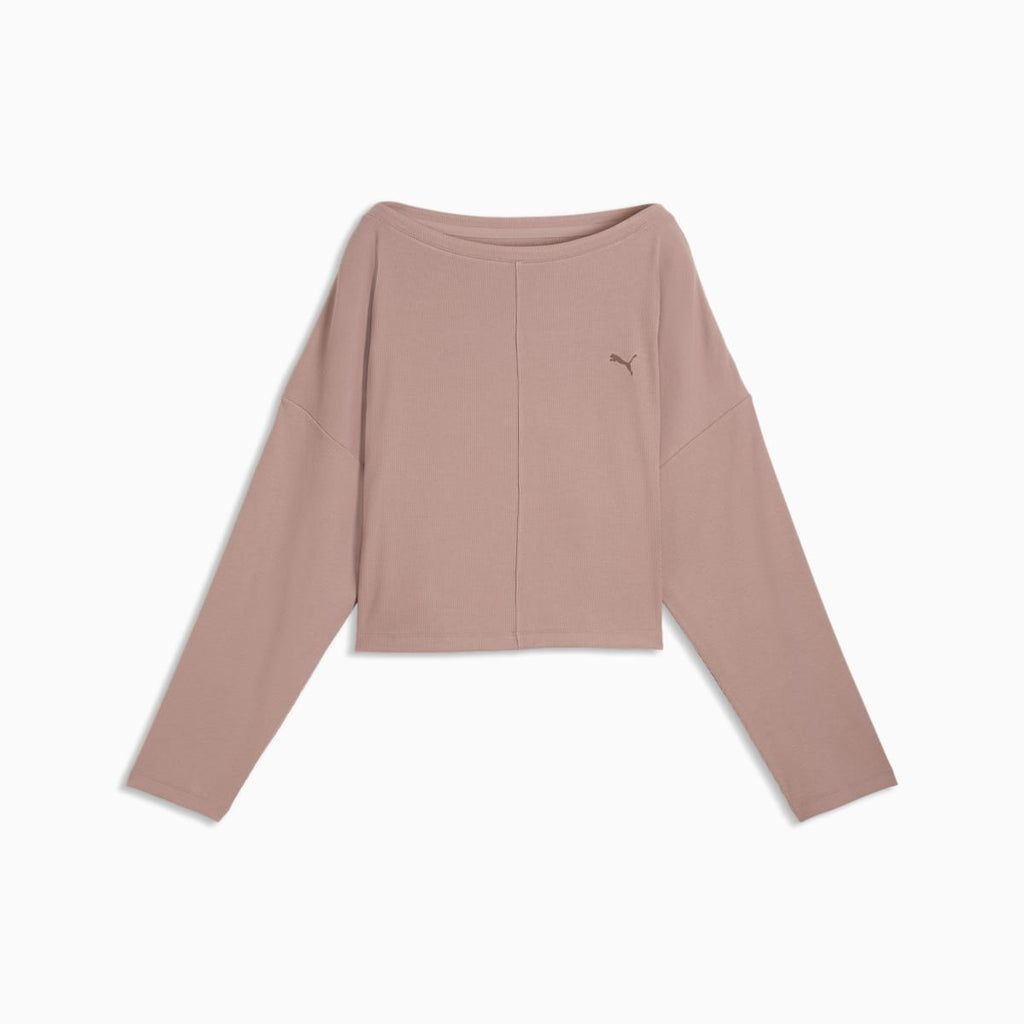 CLOUDSPUN Rib Slouchy Long-Sleeve Tee Women - Sandstone front view