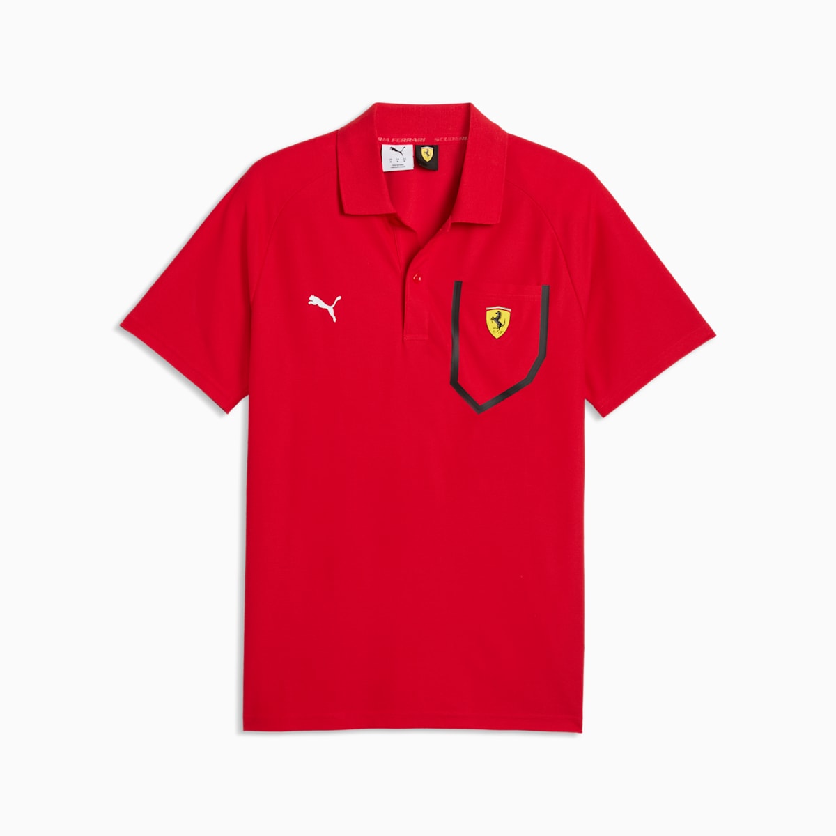 Scuderia Ferrari Tech Polo Men - Rosso Corsa - front on white background