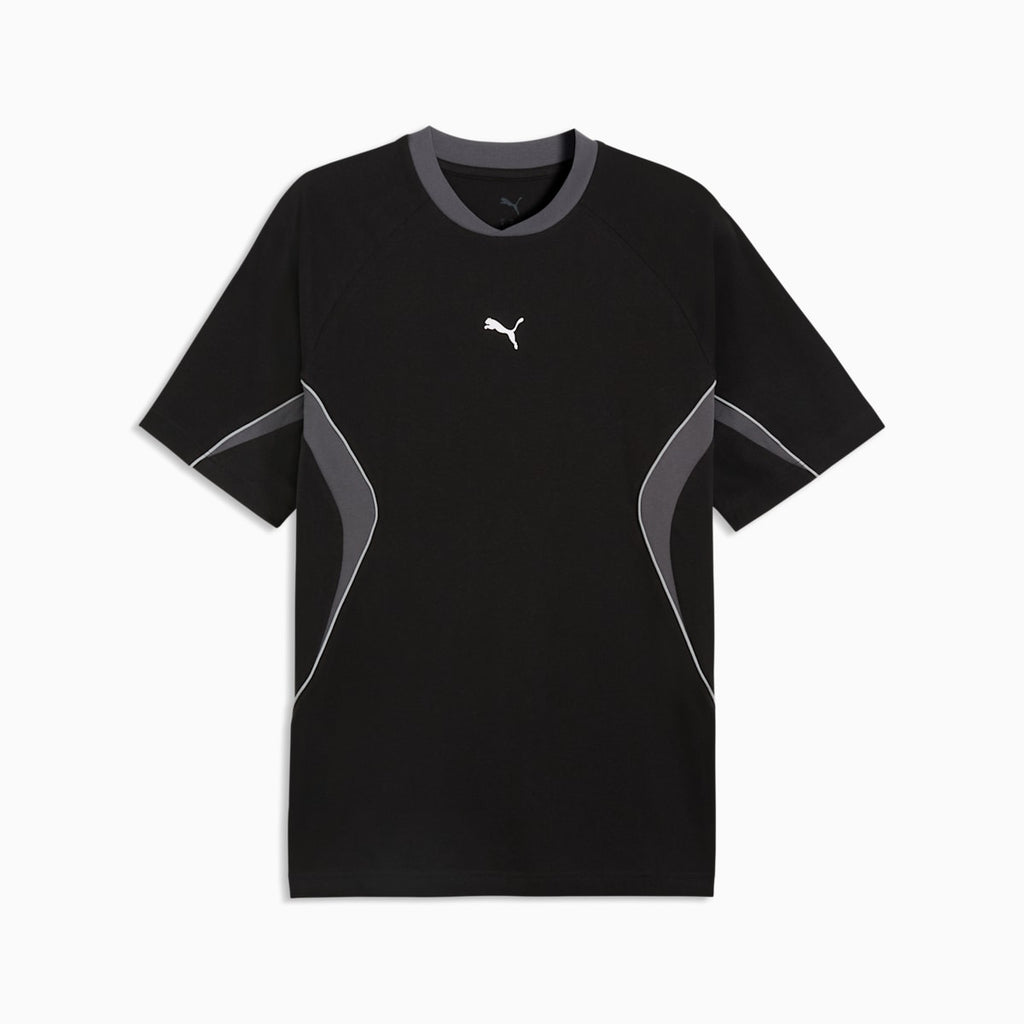 PUMA Sport Relaxed Colourblocked Tee Men - PUMA Black - front on white background