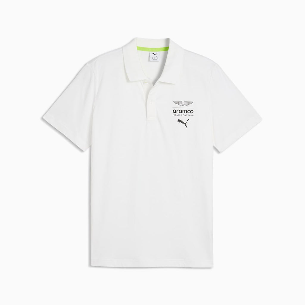 PUMA x ASTON MARTIN ARAMCO F1® TEAM Essentials Polo Men - PUMA White - front on white background