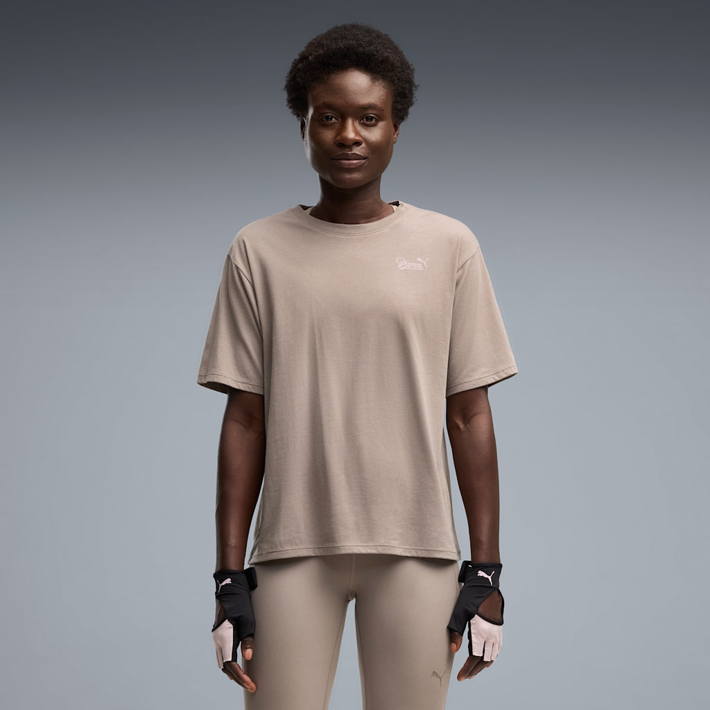 PUMA Women's Training T-Shirt - Mouse Gray - on model