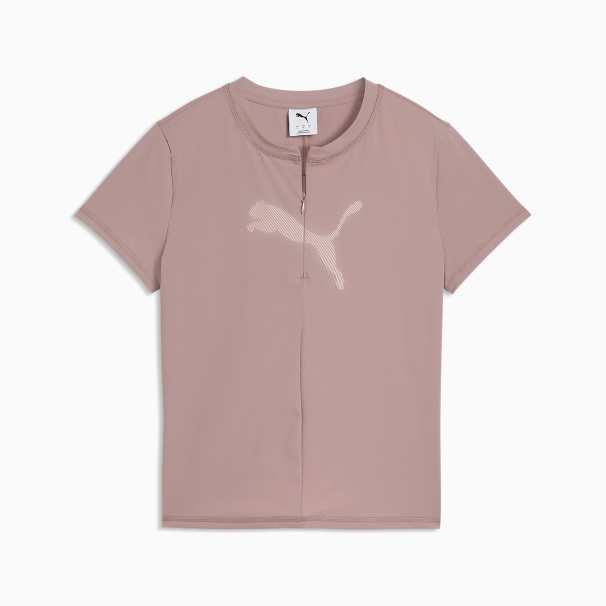 DARE TO Slim Half-Zip Warp-Knit Graphic Top Women - Sandstone front view