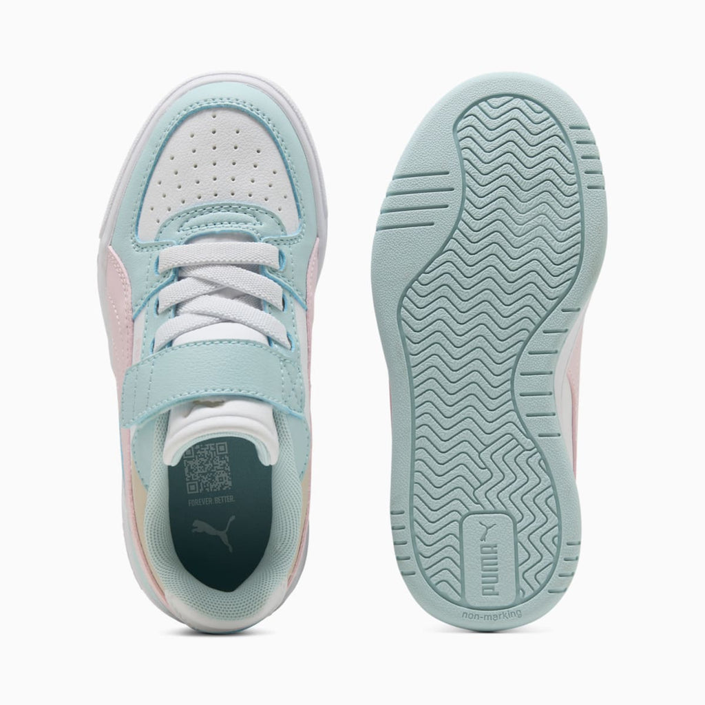 PUMA Caven III Block Sneakers Kids - Aqua Glow-Powder Pink-PUMA White - Side Profile - Medial