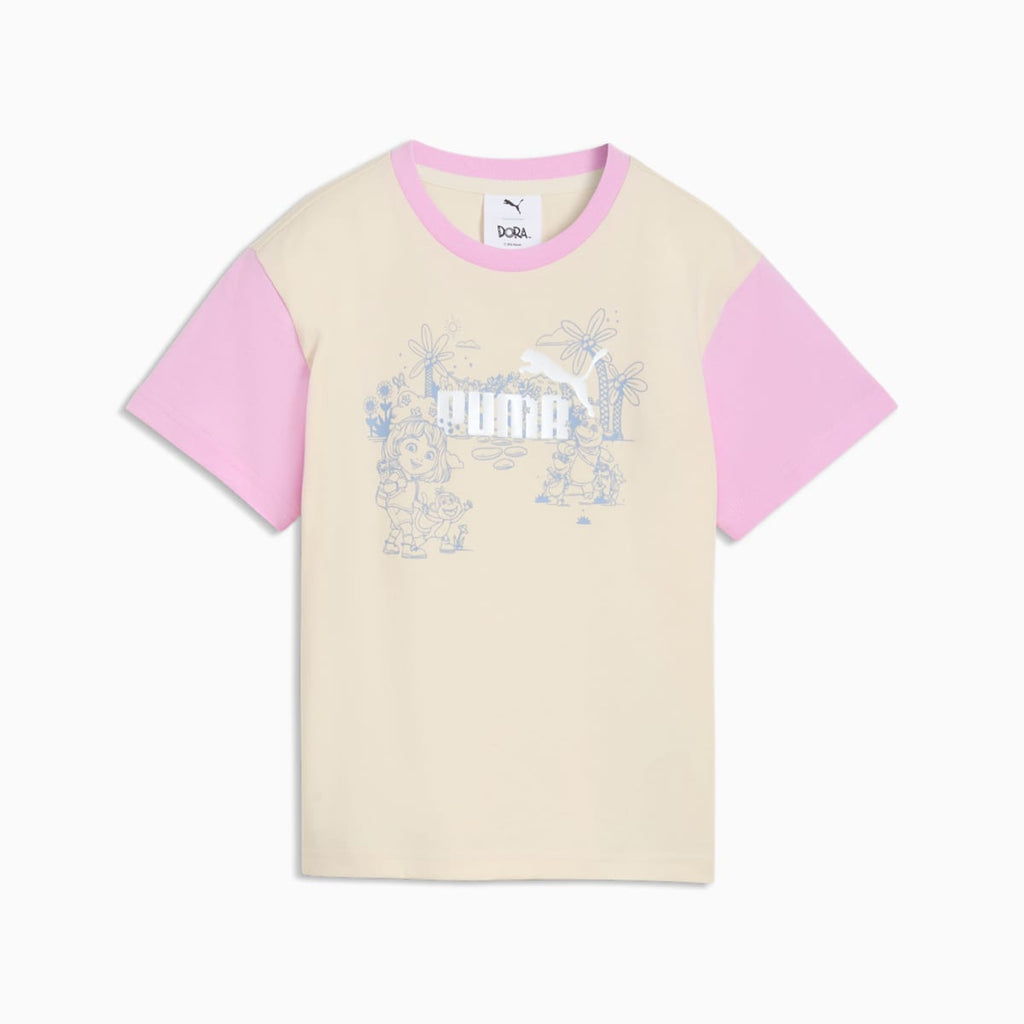 PUMA x DORA THE EXPLORER Relaxed Graphic Tee Kids - Alpine Snow - front on white background