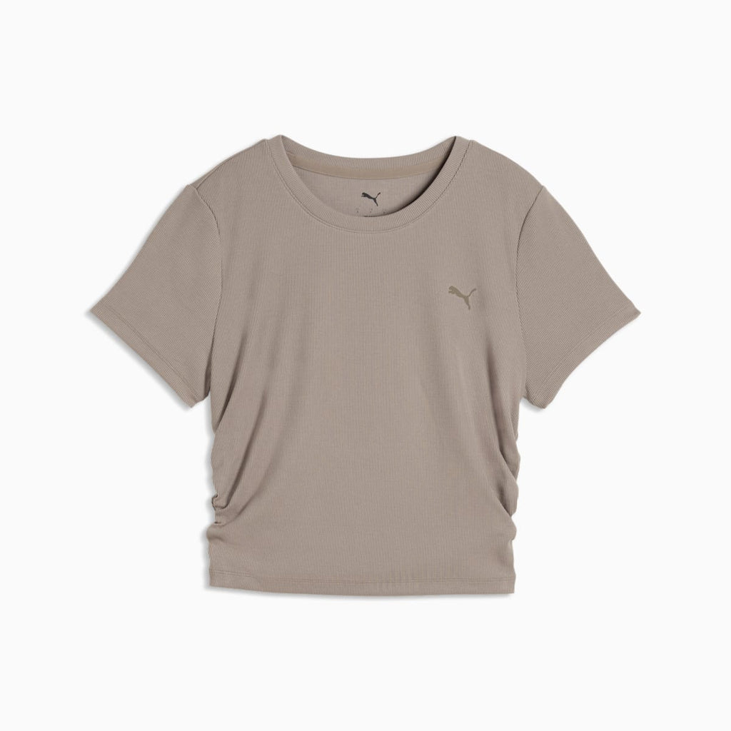 CLOUDSPUN Ribbed Slim Training Tee Women - Mouse Gray - front on white background