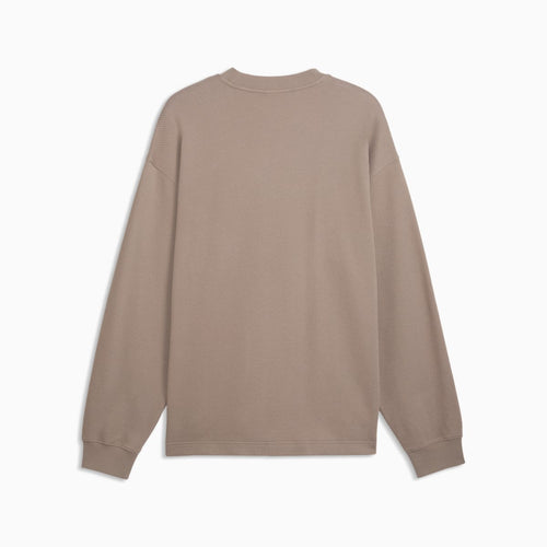 Essentials Elevated Relaxed Material Crew Sweatshirt Men - Mouse Gray - back on white background