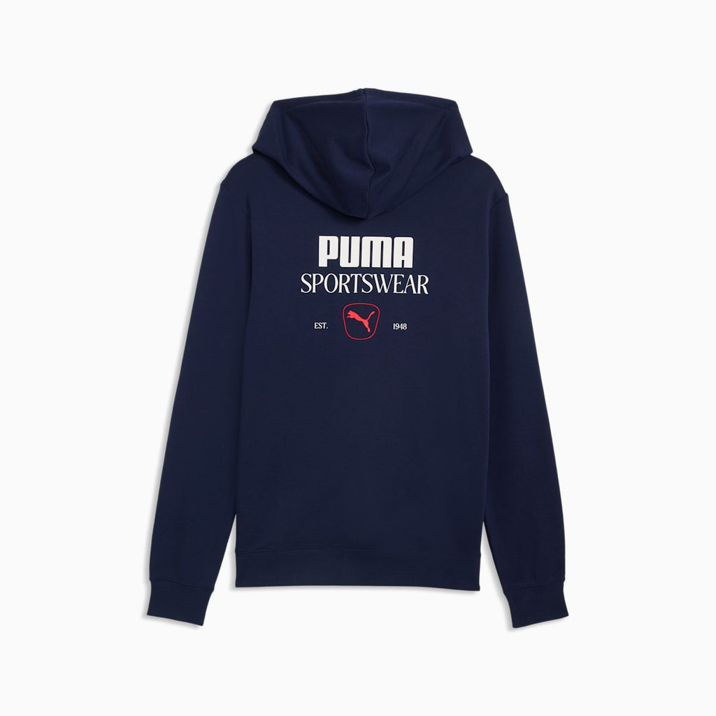 PUMA Class Men's Graphic Full-Zip Hoodie - PUMA Navy - back on white background