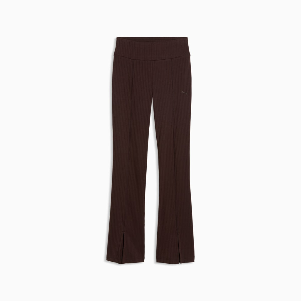 HER Women's Rib Flared Leggings - Chocolate Fondue - front on white background