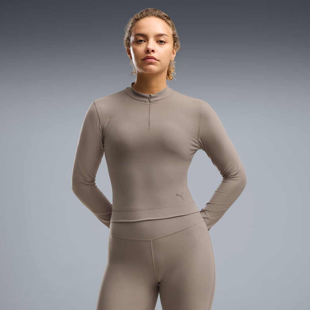Cloudspun Ultra Soft Women's Quarter-Zip Training Top - Mouse Gray - on model