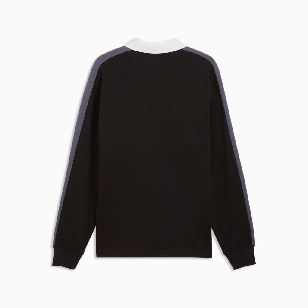 T7 Men's Relaxed Polo Crew Neck Sweatshirt - PUMA Black - back on white background