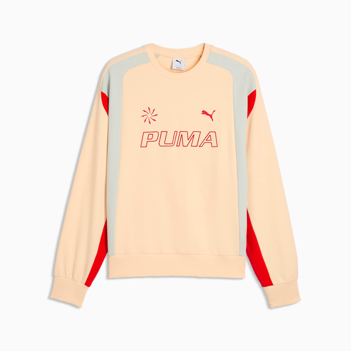 FUTURE.PUMA.ARCHIVE Relaxed Moto Crew Sweatshirt Unisex - Buttercream - front on white background