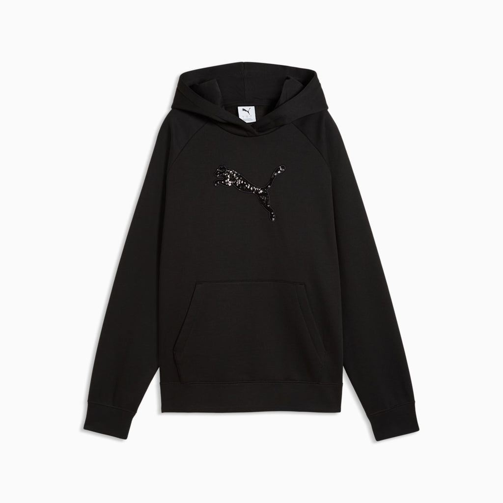Essentials Women's Sequin Hoodie - PUMA Black - front on white background