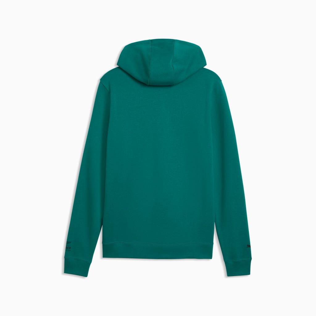 PUMA x ASTON MARTIN ARAMCO F1® TEAM Essentials Hoodie Men - Green Lux - back on white background