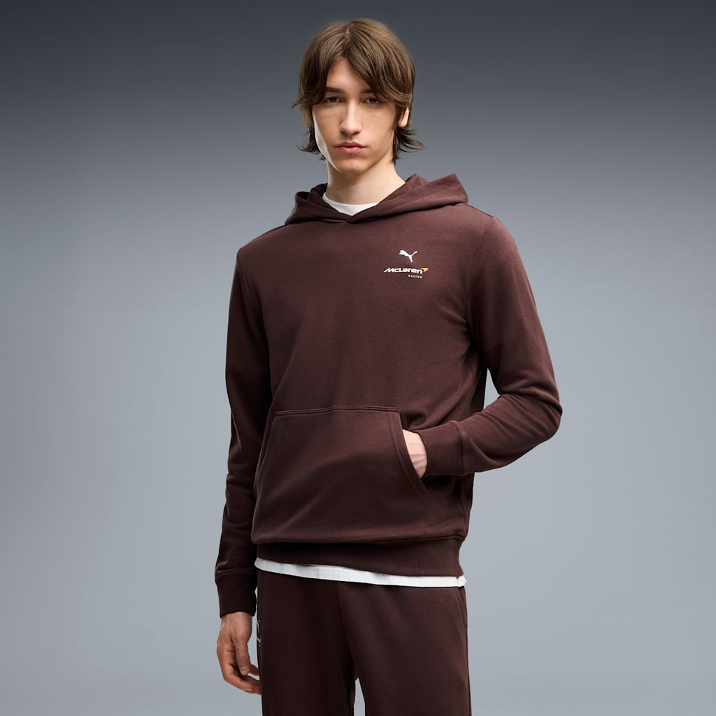 McLAREN RACING Essentials Hoodie Men - Chocolate Fondue - on model